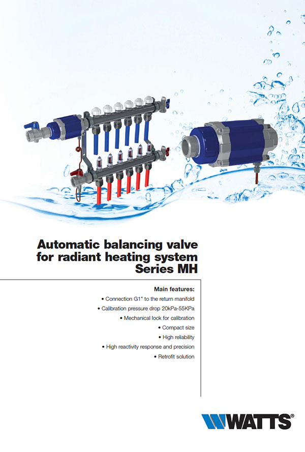 Automatic balancing valve for radiant heating system Series MH